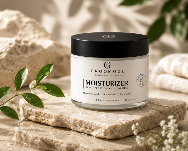 GROOMODE Ceramide, Niacinamide & Hyaluronic Acid Moisturiser - Lifestyle